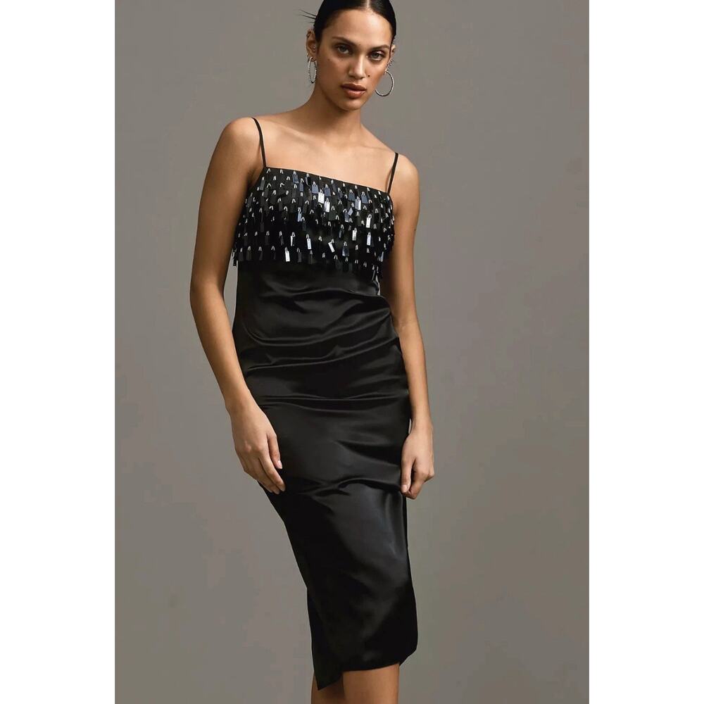 Rhode Gabriella Tassel Midi Slip Dress Anthropologie Beaded Satin Large New Q21